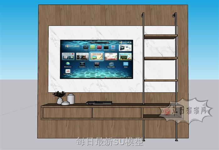 电视柜电视机背景墙SU模型
