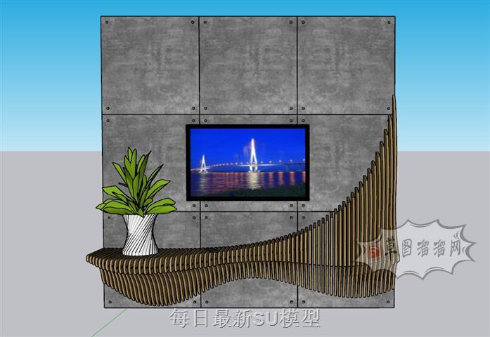电视柜家具电视机SU模型