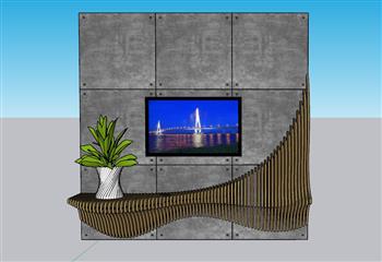 电视柜家具电视机SU模型
