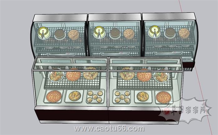蛋糕柜展柜面包SU模型