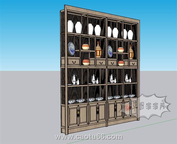置物柜茶叶柜古董柜SU模型