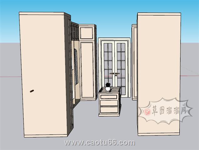 衣帽间衣帽柜SU模型