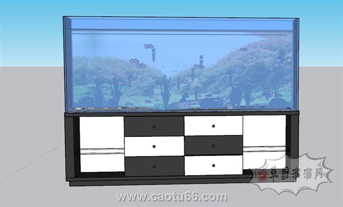 金鱼缸鱼缸鱼柜SU模型