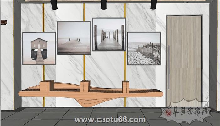 画廊画展过道SU模型