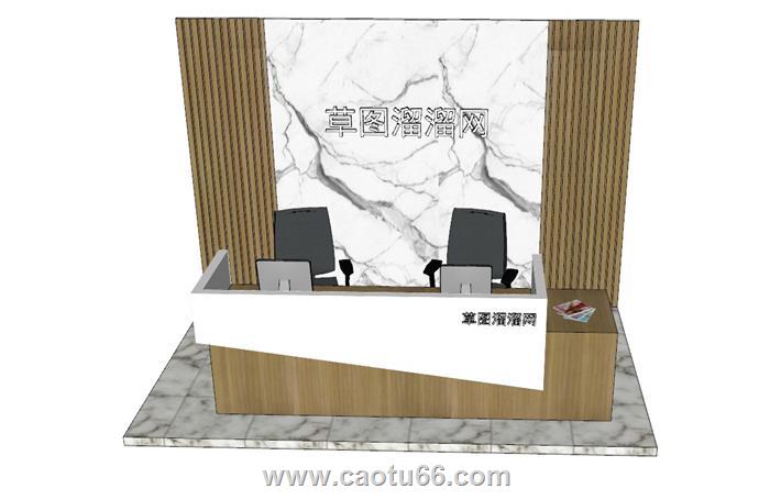 公司前台柜接待台SU模型