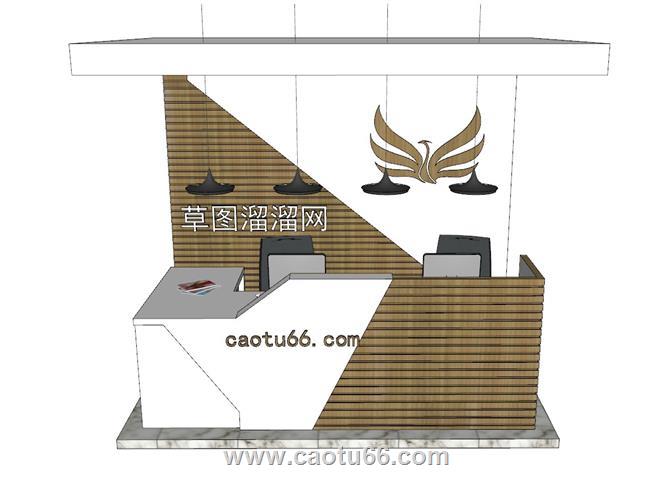 公司前台柜接待台SU模型
