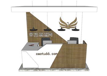 公司前台柜接待台SU模型 免费sketchup模型下载