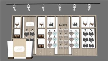 内衣店展示架轨道灯SU模型