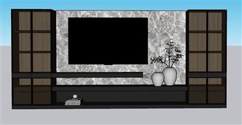 电视柜电视墙SU模型