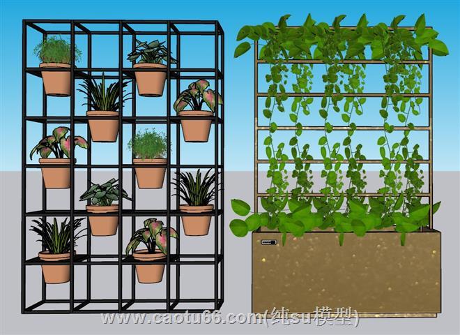 花架植物花盆SU模型