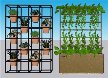 花架植物花盆SU模型