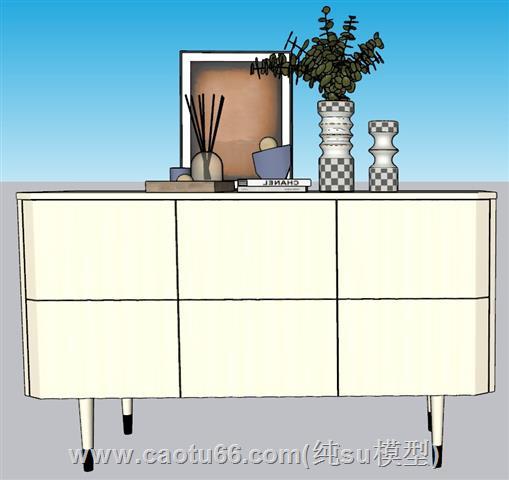 边桌柜花瓶装饰SU模型