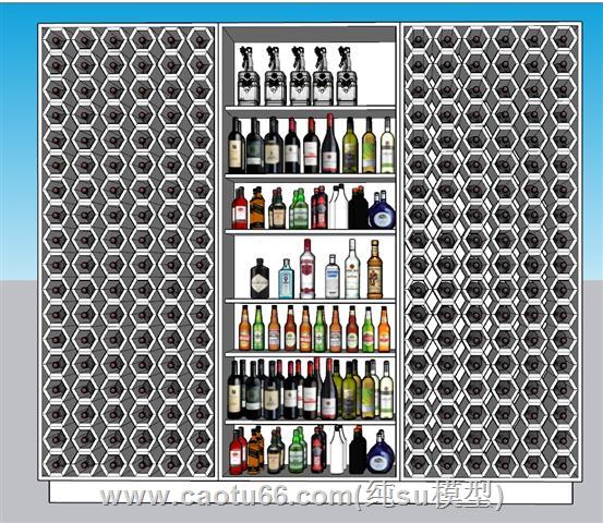 酒柜酒架酒瓶SU模型