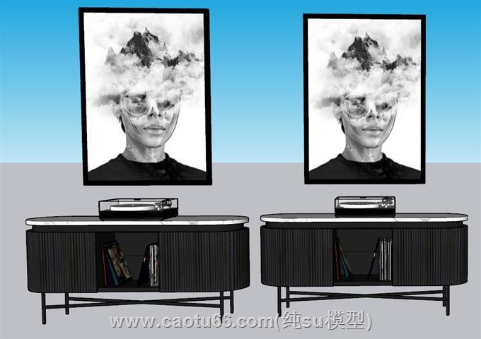 北欧边桌柜装饰柜SU模型