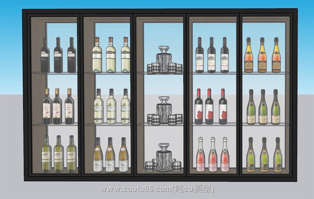 酒柜酒架酒瓶SU模型