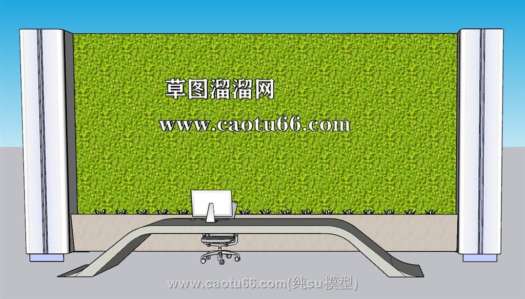 公司前台柜背景墙SU模型