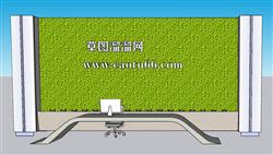 公司前台柜背景墙SU模型