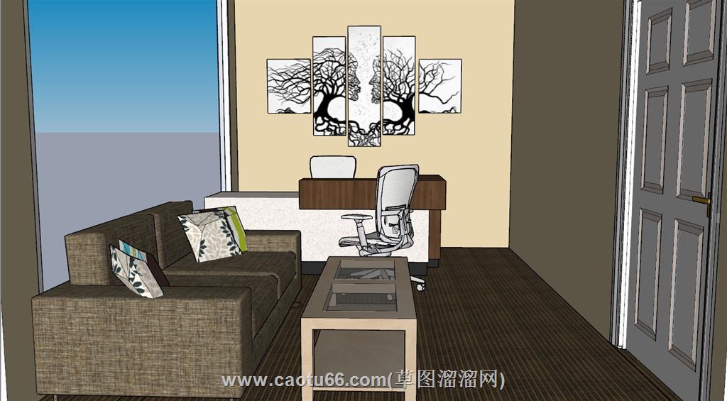 前台柜接待台沙发SU模型