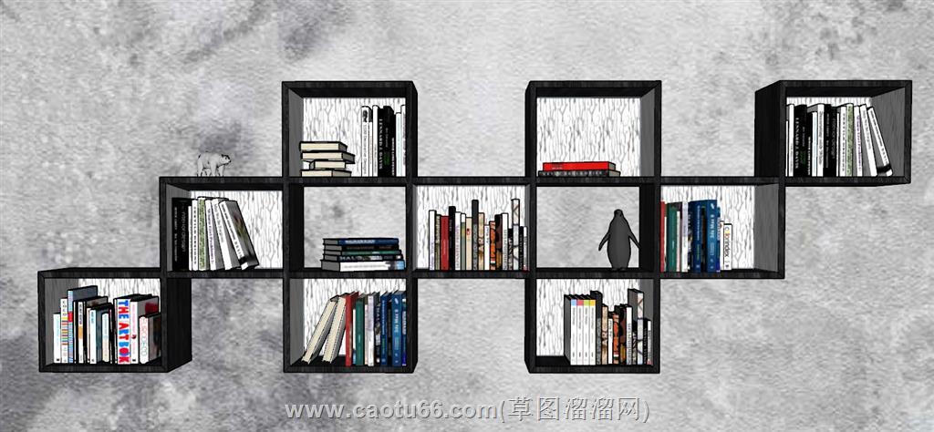 墙柜书架格子架SU模型