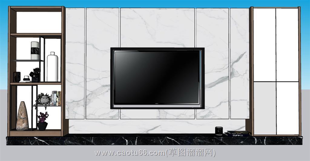 电视柜电视墙SU模型