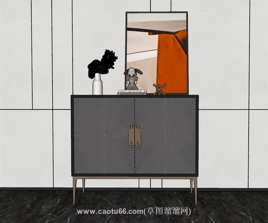 中式边柜装饰柜SU模型
