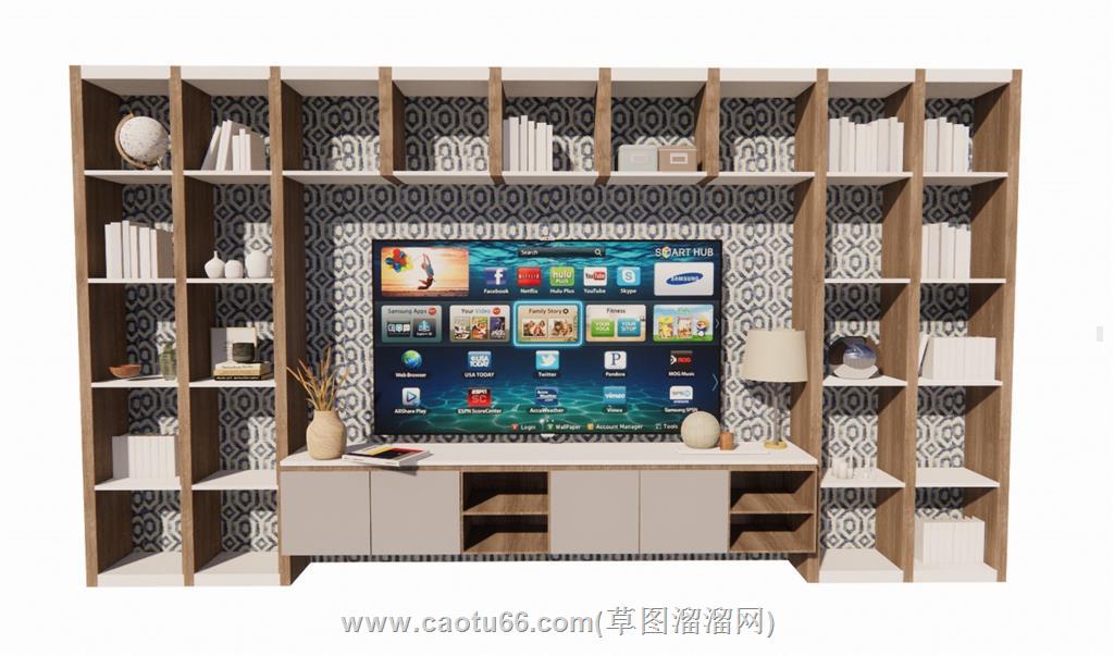 电视柜电视墙SU模型