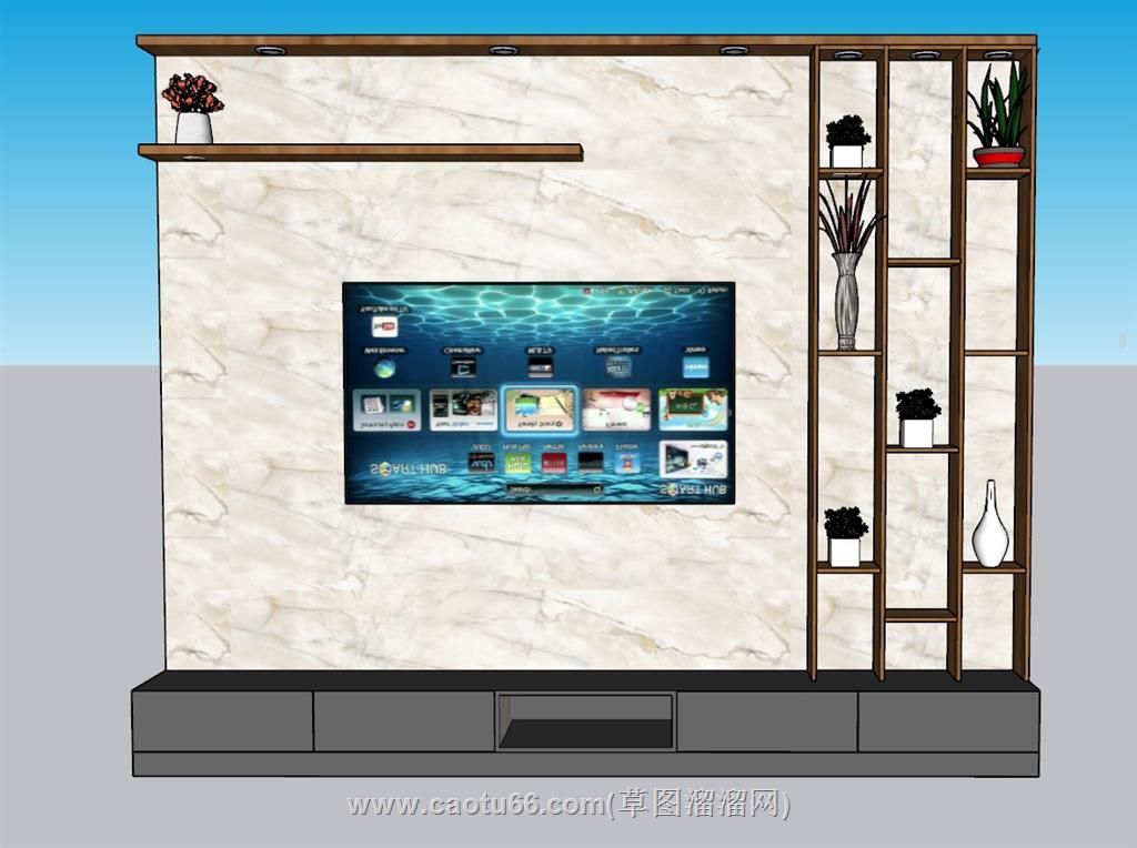 电视柜电视墙SU模型