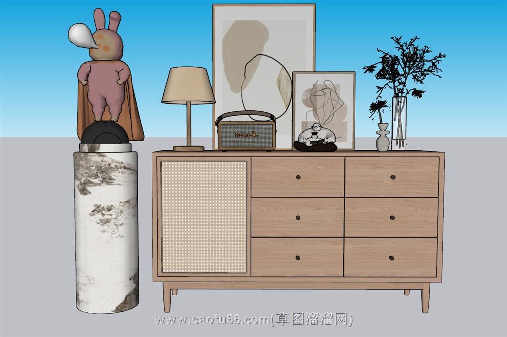 吹泡泡工艺品边桌柜SU模型