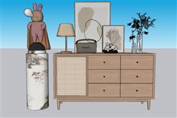 吹泡泡工艺品边桌柜SU模型