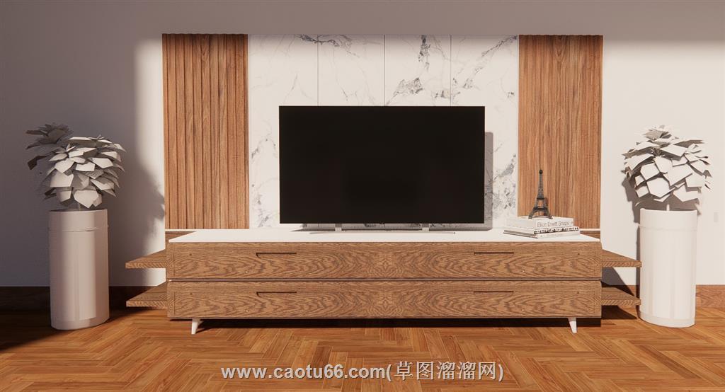电视柜电视墙SU模型