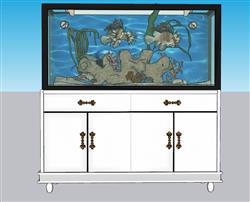 水族馆鱼缸鱼柜SU模型