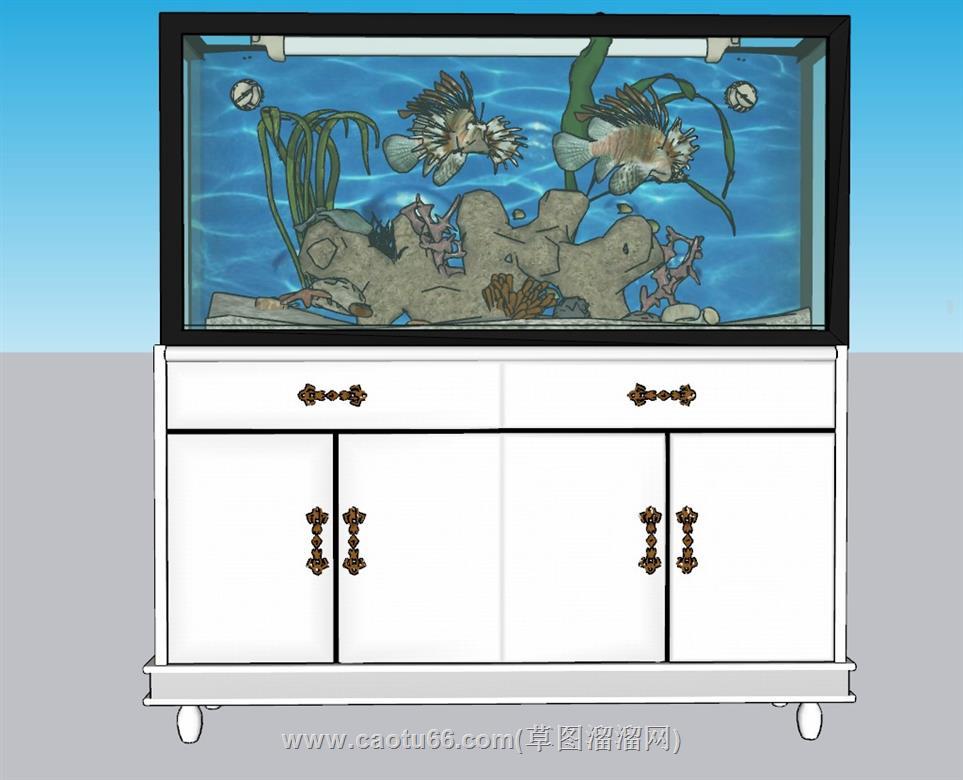 水族馆鱼缸鱼柜SU模型