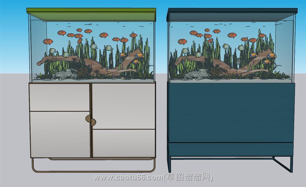 鱼缸水族箱观赏SU模型