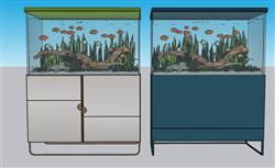鱼缸水族箱观赏SU模型