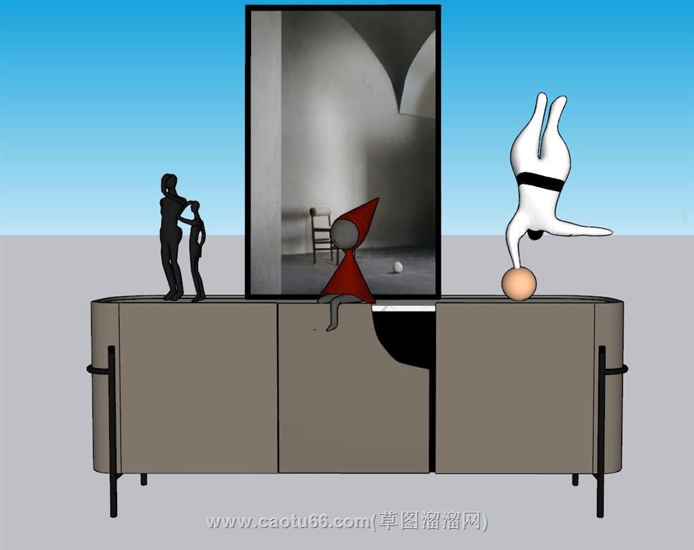 边桌柜工艺品SU模型
