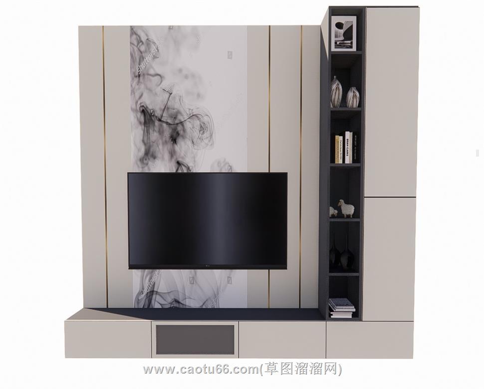 电视柜电视墙SU模型