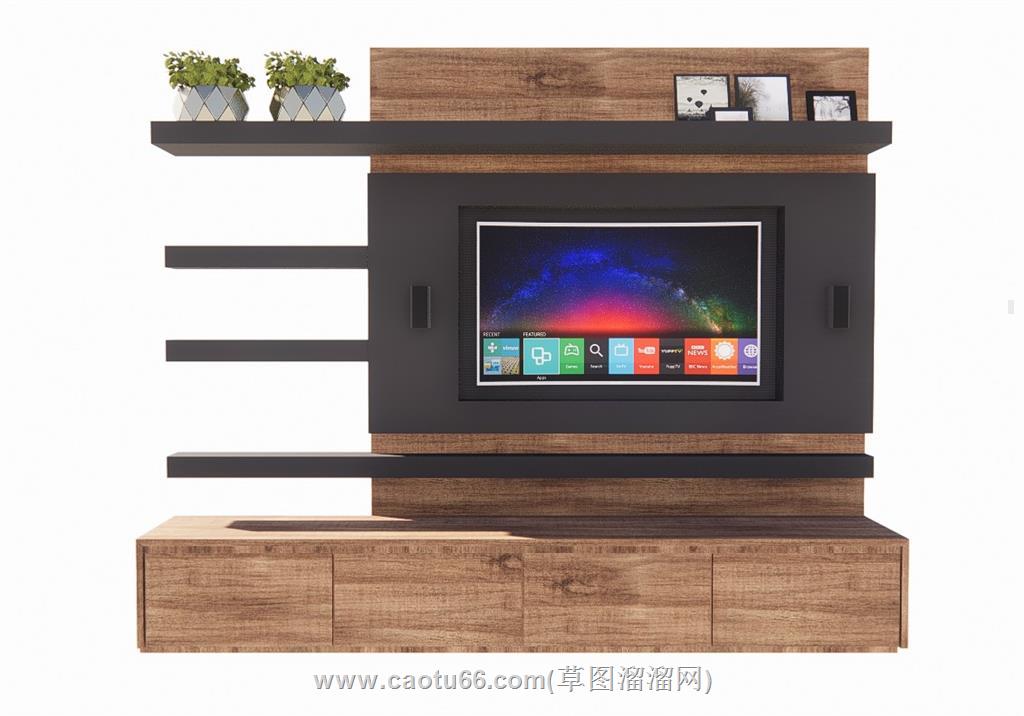 电视柜电视墙SU模型