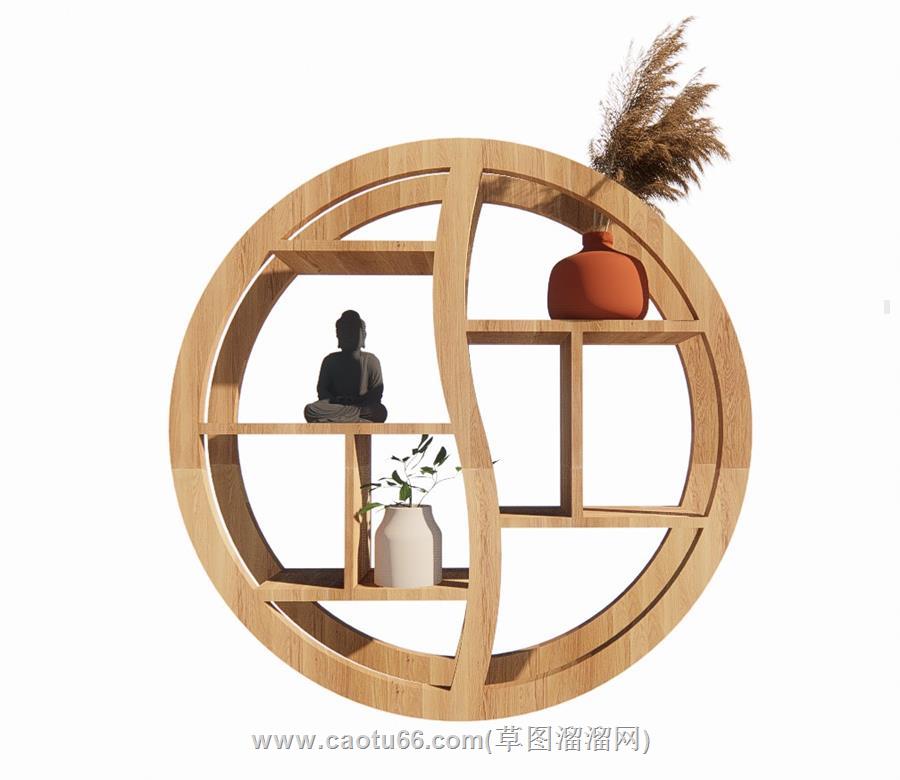 博古架佛像花瓶SU模型
