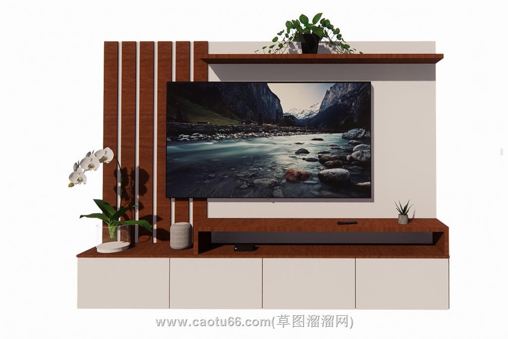 电视柜电视墙SU模型