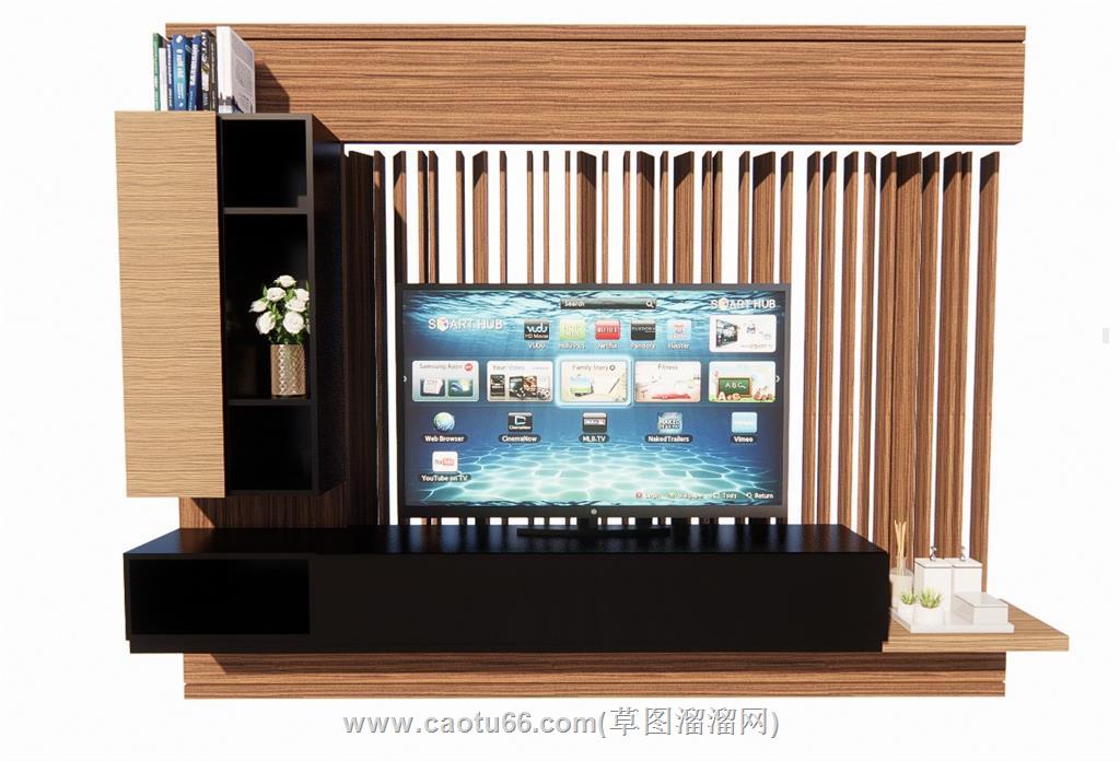 电视柜电视墙SU模型