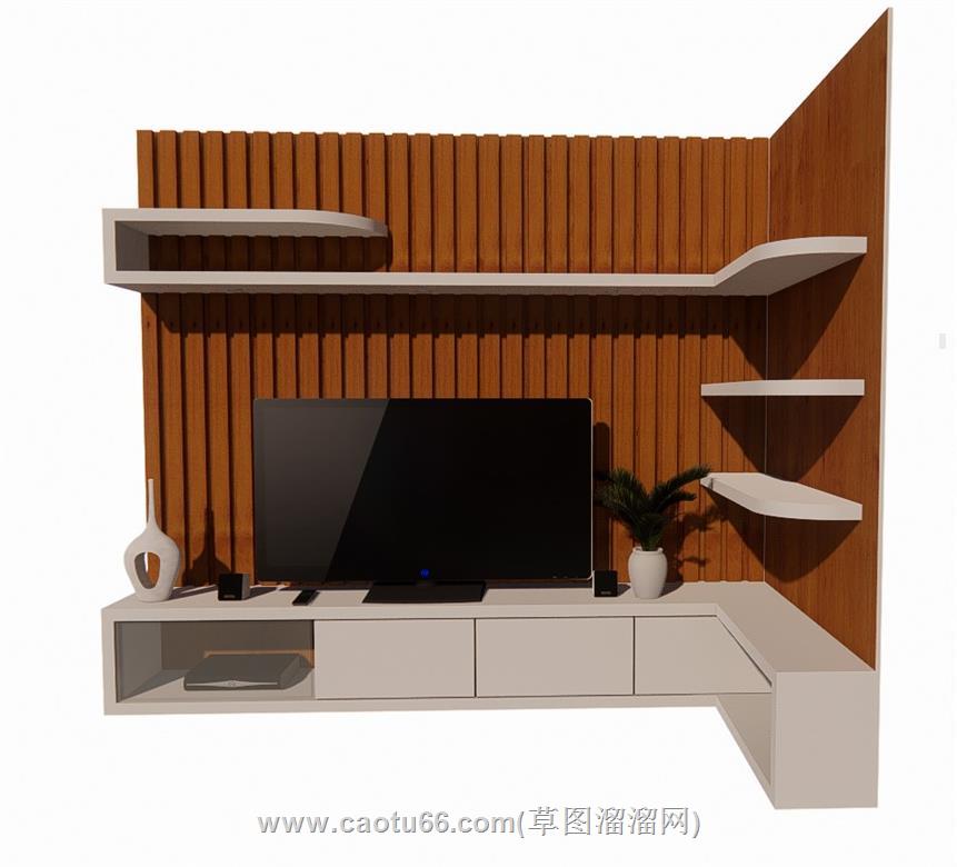 电视柜电视墙SU模型