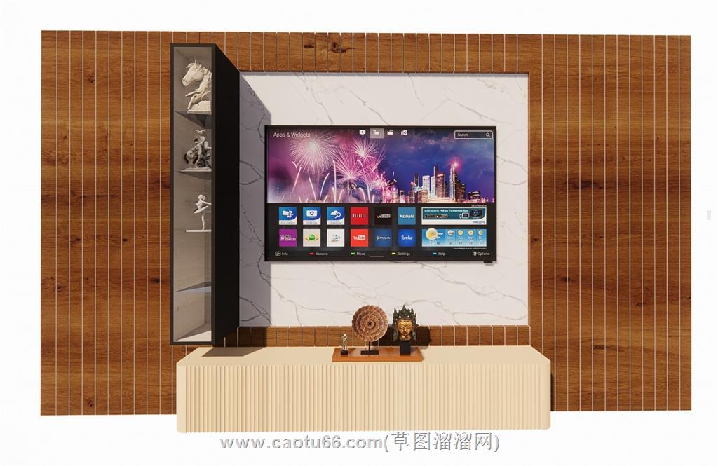 电视柜电视墙SU模型