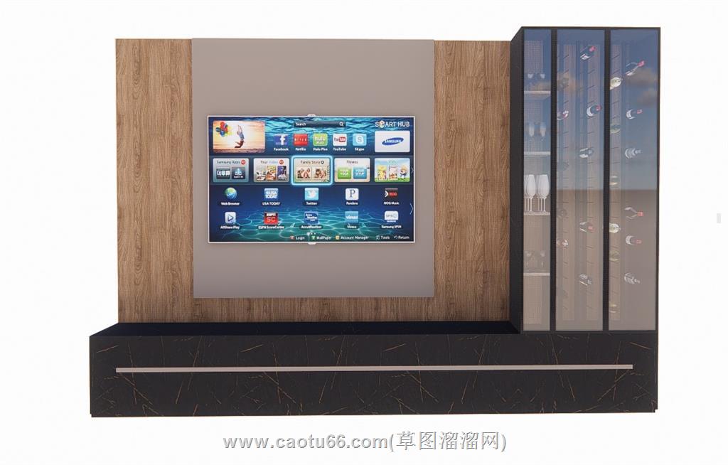 电视柜电视墙SU模型