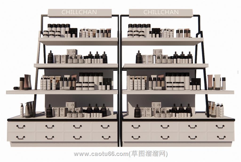 化妆品展柜展架SU模型