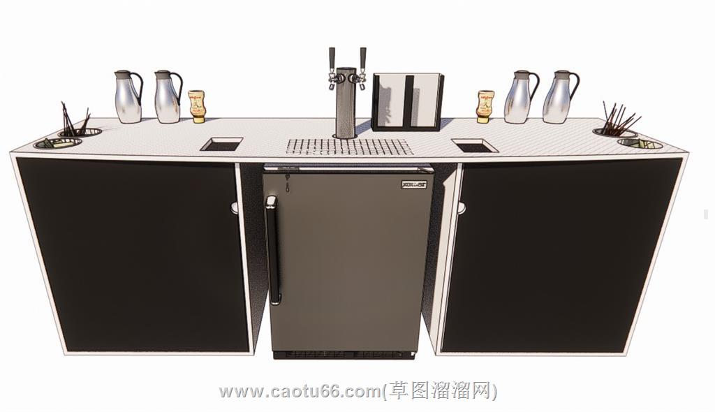 茶水间茶水台操作台SU模型
