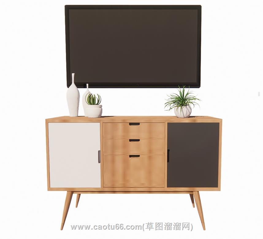 电视柜边桌柜SU模型