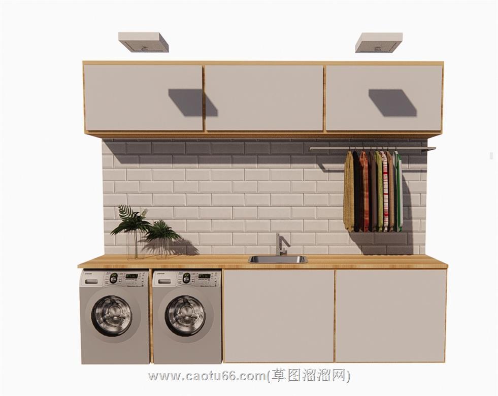 洗衣柜组合柜SU模型