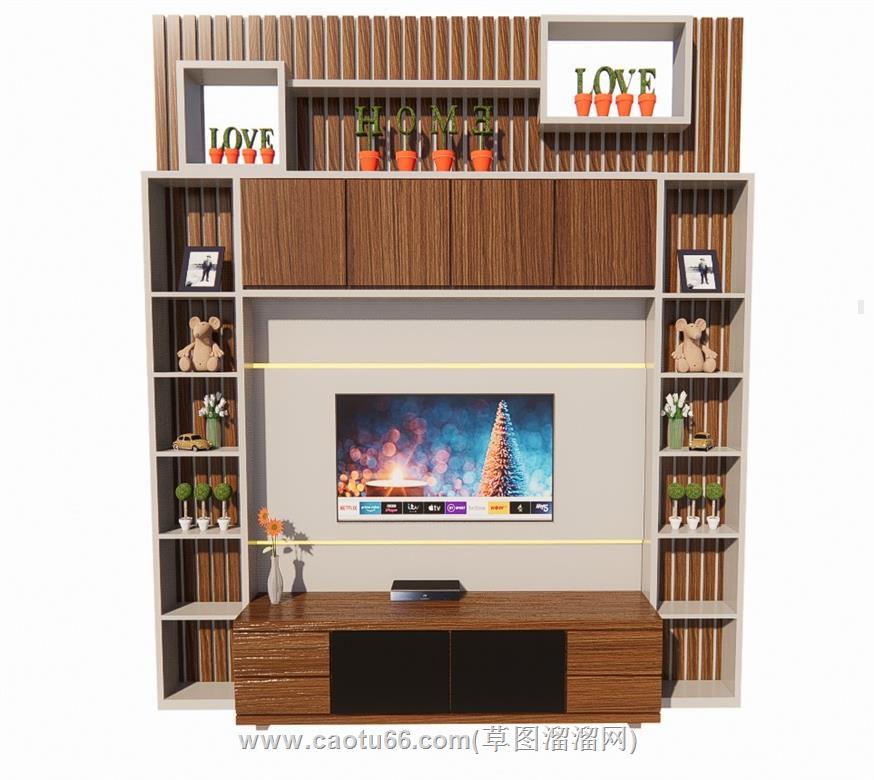 电视柜电视墙SU模型