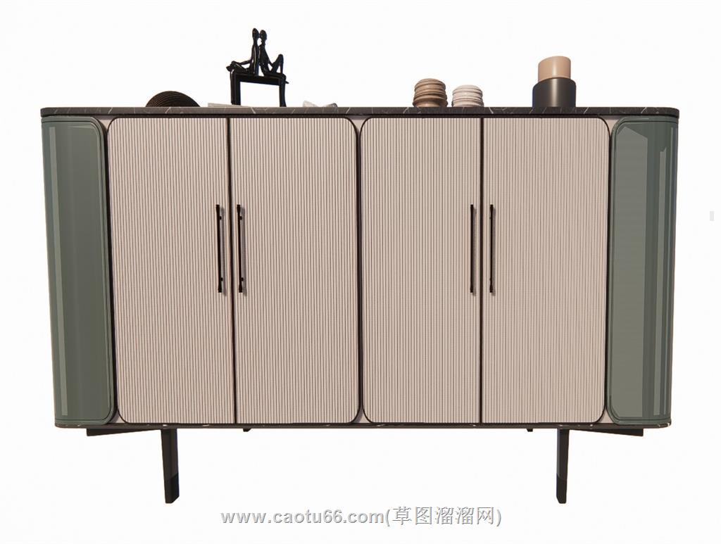 新中式边桌柜SU模型
