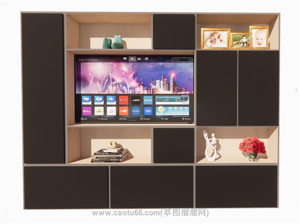 偏中式电视柜SU模型